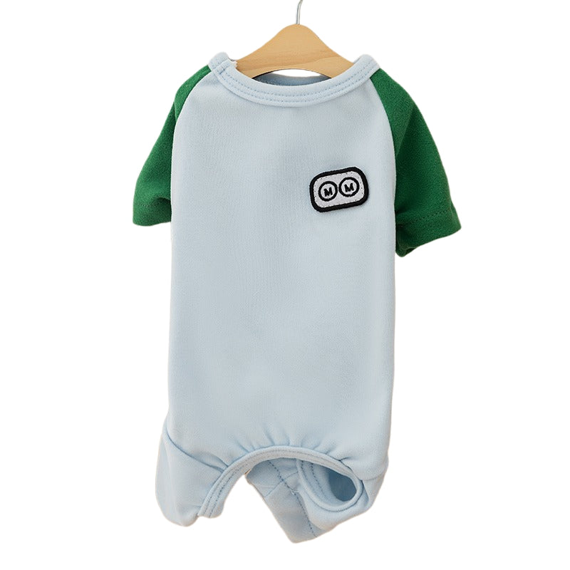 Cute Cartoon Patch Pet Jumpsuits - Soft Fleece Onesie For Small Dogs Cats