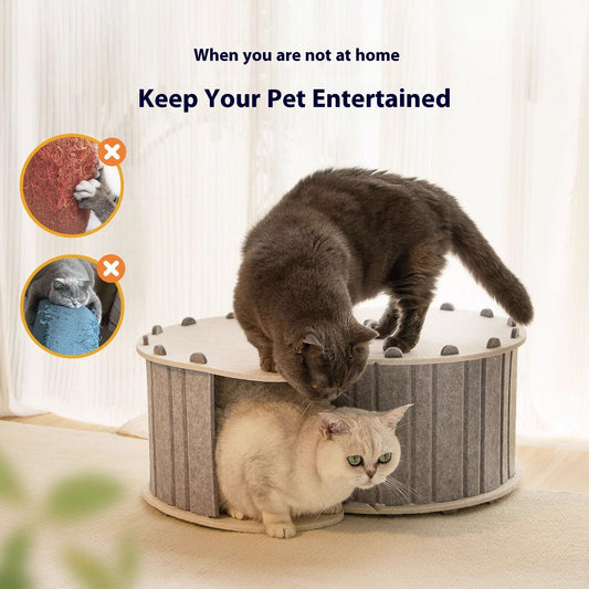 Foldable Semi-closed Felt Cat Scratch Board Nest