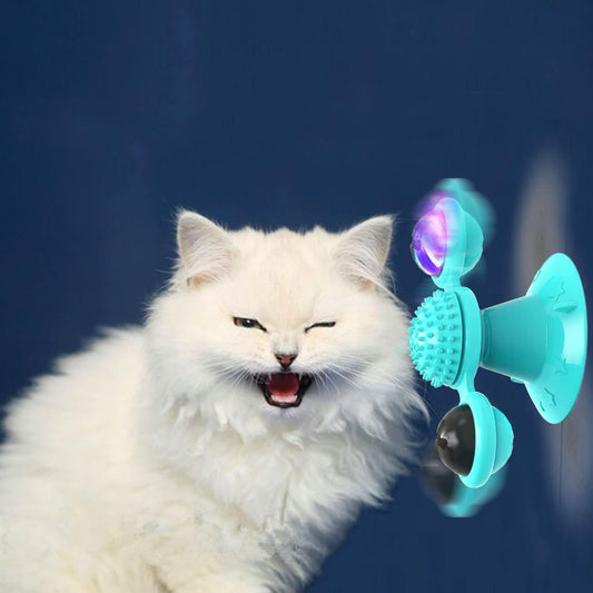 Animal Doll Stuffed Cat Pet Catnip Grass Toy Interactive Windmill Cat Toys With Catnip Cat Toys For Indoor Cats Funny Kitten Toys With LED Light Ball Suction Cup Cat Nip Toy For Cat Chew Exerc