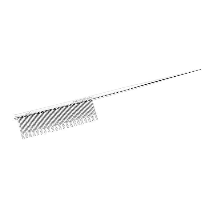 Tauro Pro Line Tail Comb for Dogs & Cats – 7.6", Carding Comb, Dual Teeth with Rounded Tips, Ideal for Styling, Detangling & Parting Fur