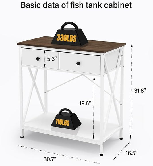 Fish Tank Stand 29 Gallon: Sturdy Aquarium Stand with Accessories Storage - Metal Fish Tank Table for 20-29 Gallon Reptile Breeder Turtle Terrarium - 30.7"x16.5" Weight Capacity 330 lbs