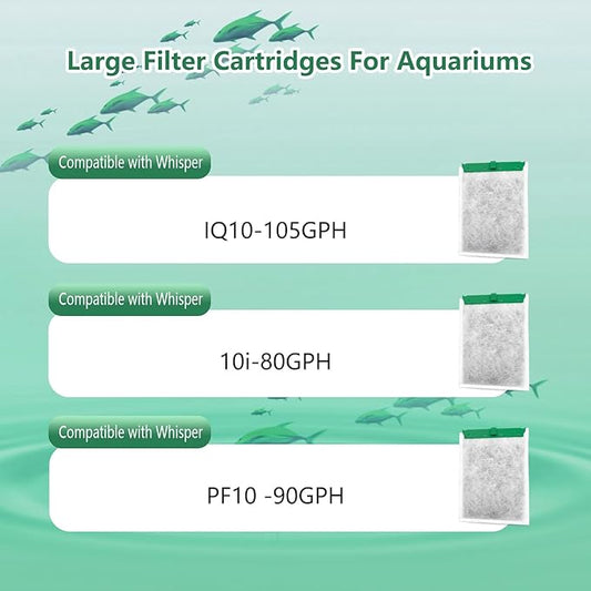 9-Pack Aquarium Filter Cartridge Compatible with Whisper Power Filters,Medium Replacement Filter Cartridges for 10i IQ10-105GPH