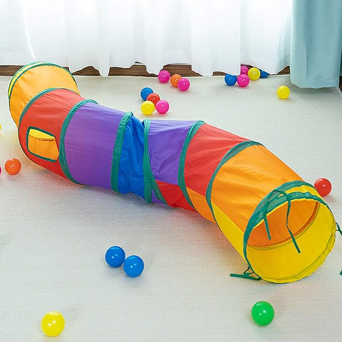 iCAGY Cat Tunnel for Indoor Cats Interactive, Rabbit Tunnel Toys, Pet Toys Play Tunnels for Cats Kittens Rabbits Puppies Crinkle Pop Up Brown 47" Shape S