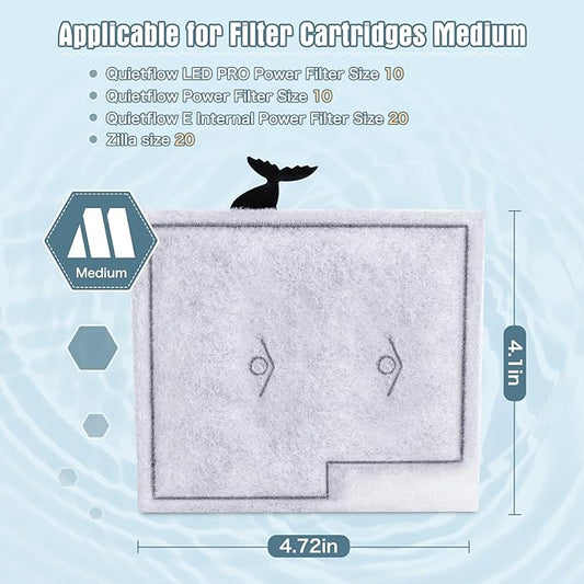 12 Pack Medium Filter Cartridges Compatible with Aqueon Replacement Filter Cartridges Compatible with Aqueon QuietFlow LED PRO Power Filter Size 10 & E Internal Power Filter Size 20 & Zilla Size 20