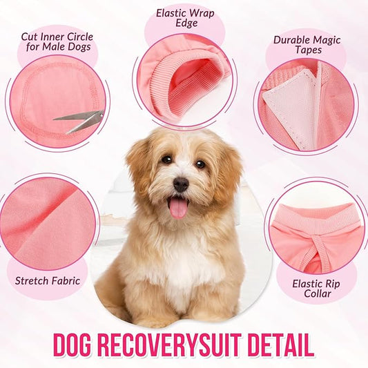 Lukovee Recovery Suit for Dogs, Onesie Surgery Recovery Suit for Female Male Dogs, Abdominal Wounds Cone E-Collar Alternative Prevent Licking Spay Recovery Suit (Peach,S)