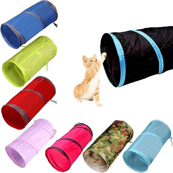 iCAGY Foldable Spiral Cat Tunnel - Indoor Toy for Small Cats, Kittens, and Rabbits - Tube for Interactive Play and Outdoor Fun - Pet Toy 20" 3 Pcs (Light Pink, Light Green, Sky Blue)