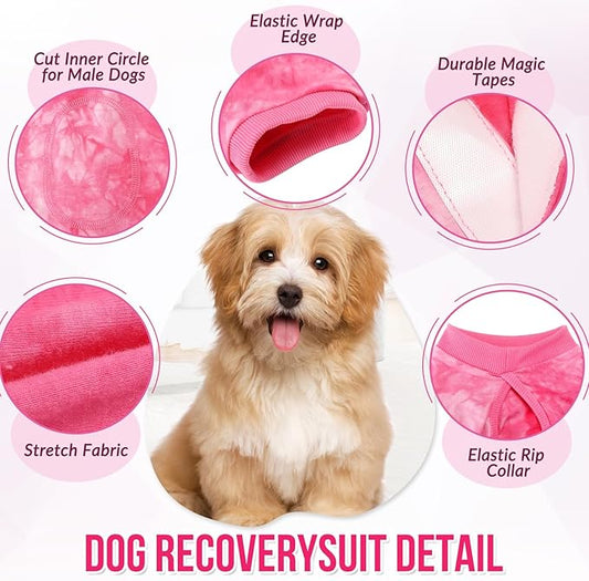 Lukovee Recovery Suit for Dogs, Onesie Surgery Recovery Suit for Female Male Dogs, Abdominal Wounds Cone E-Collar Alternative Prevent Licking Spay Recovery Suit (Pink,Small)