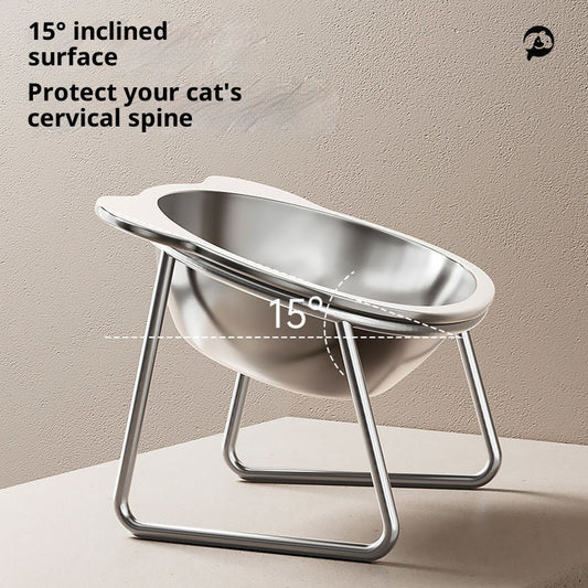 Stainless Steel Pet Height Increasing Neck Support Rack Cat Bowl