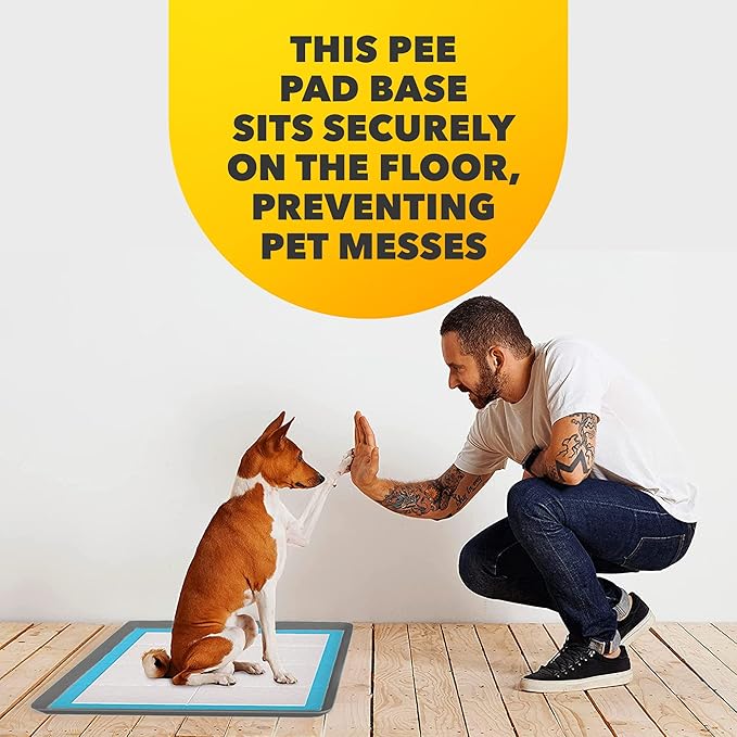 TidyFriend Dog Pee Pad Holder Tray Fits for 24” x 24” Wee Wee Pee Pads - Stable Grip, Raised Edges, Quick-Wipe Silicone Surface Dog Potty Tray Holder for Indoor Flooring Protection (Dark Grey)