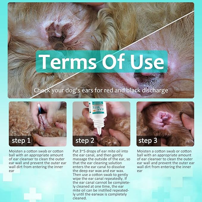 Ear Mite Treatment for Dogs, Dog Ear Infection Treatment, Ear Mite Treatment for Dog Yeast Infection, Alleviation Suffering from Ear Mites & Itching and Odours Stinky Stuff for Dogs Ears