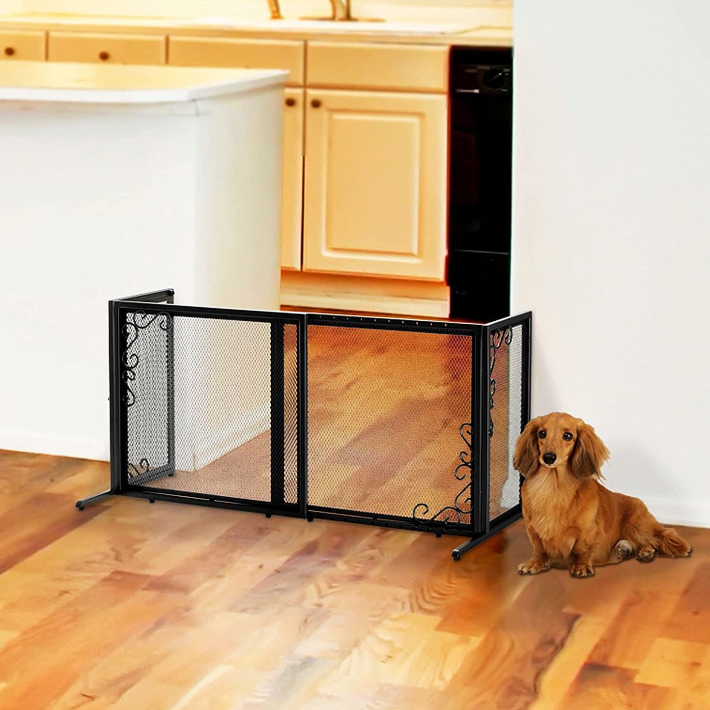 Richell Large Freestanding Metal Mesh Pet Gate