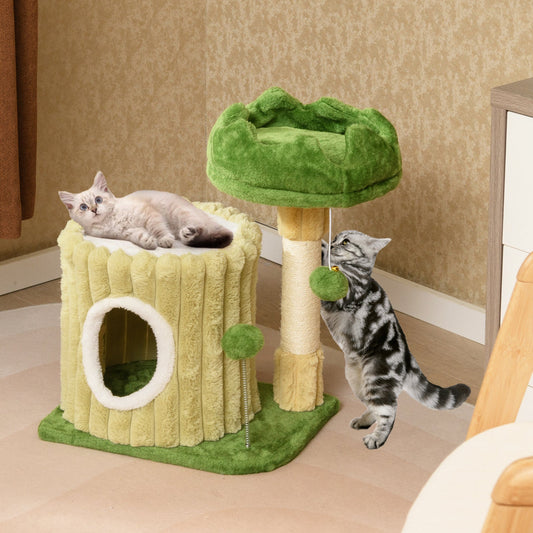 Cute Cat Tree with Sisal Scratching Posts and Dangling Ball