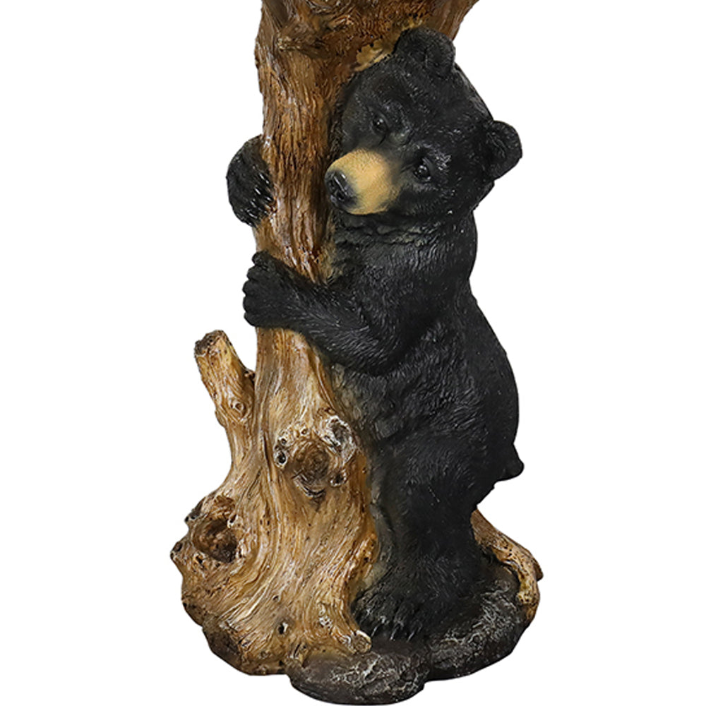 Concrete Bear Bird Bath Cub Climbing Stump 23 Inch