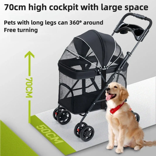 Breathable Pet Dog Cat Stroller Lightweight Folding Portable Features Ventilated Design for Medium Dogs and Cats Dog Carrier