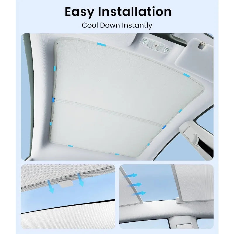 Sunshade Roof for Tesla Model 3/Y (No Gaps No-Sag)Heat Insulation Foldable Roof Glass Sun Shade car window shade car sun