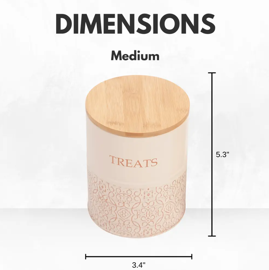Country Living Dog Treat Canisters - Set of 2 Carbon Steel Jars with Bamboo Lids – White Swan