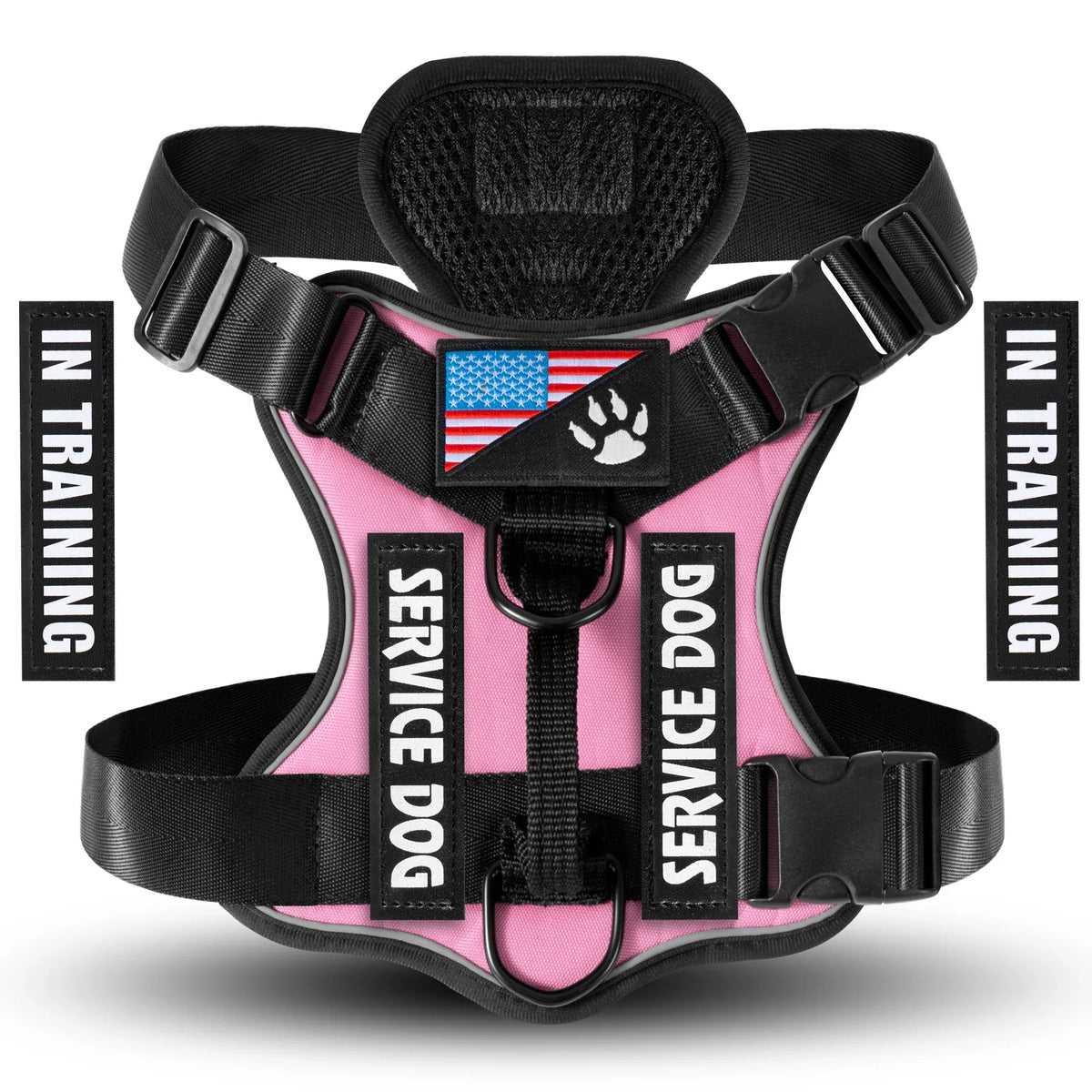 Service Dog Harness, Reflective Dog Vest Harness with 5 PCS Patches, Adjustable Soft Oxford Pet Harness, Inner Layer Mesh, Easy