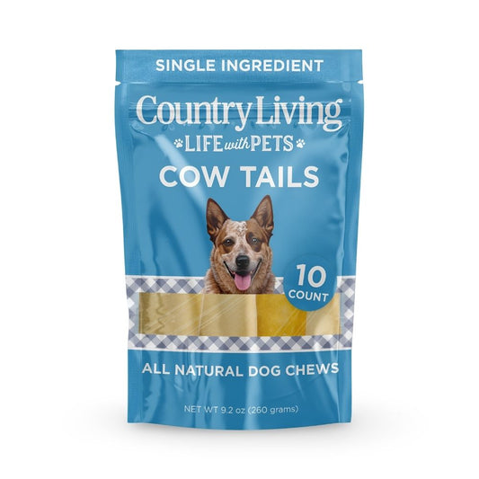Country Living 5”-7” Cow Tails Dog Chews – 10 Count Bag – All-Natural, Single-Ingredient, Long-Lasting Beef Chews – High-Protein, Grain-Free – Promotes Dental Health