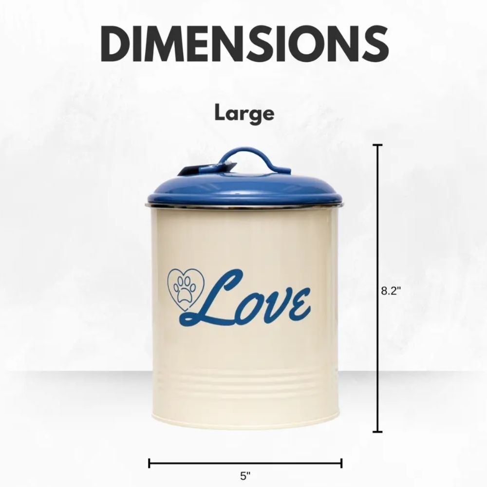 Country Living Set of 3 Pet Treat Canisters, Dog Treat Storage – French Blue Lid