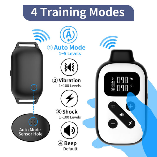 Shock Collar For Large Dogs, Bark Collar With Remote, Bark And Training Collar 2 In 1, Auto Bark Collar - Shock, Vibration, Beep And Auto Mode, Remote Range 2800 Ft