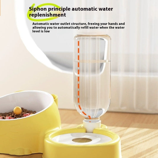 Double Bowl Automatic Drinking Pet Basin Stainless Steel Ceramic