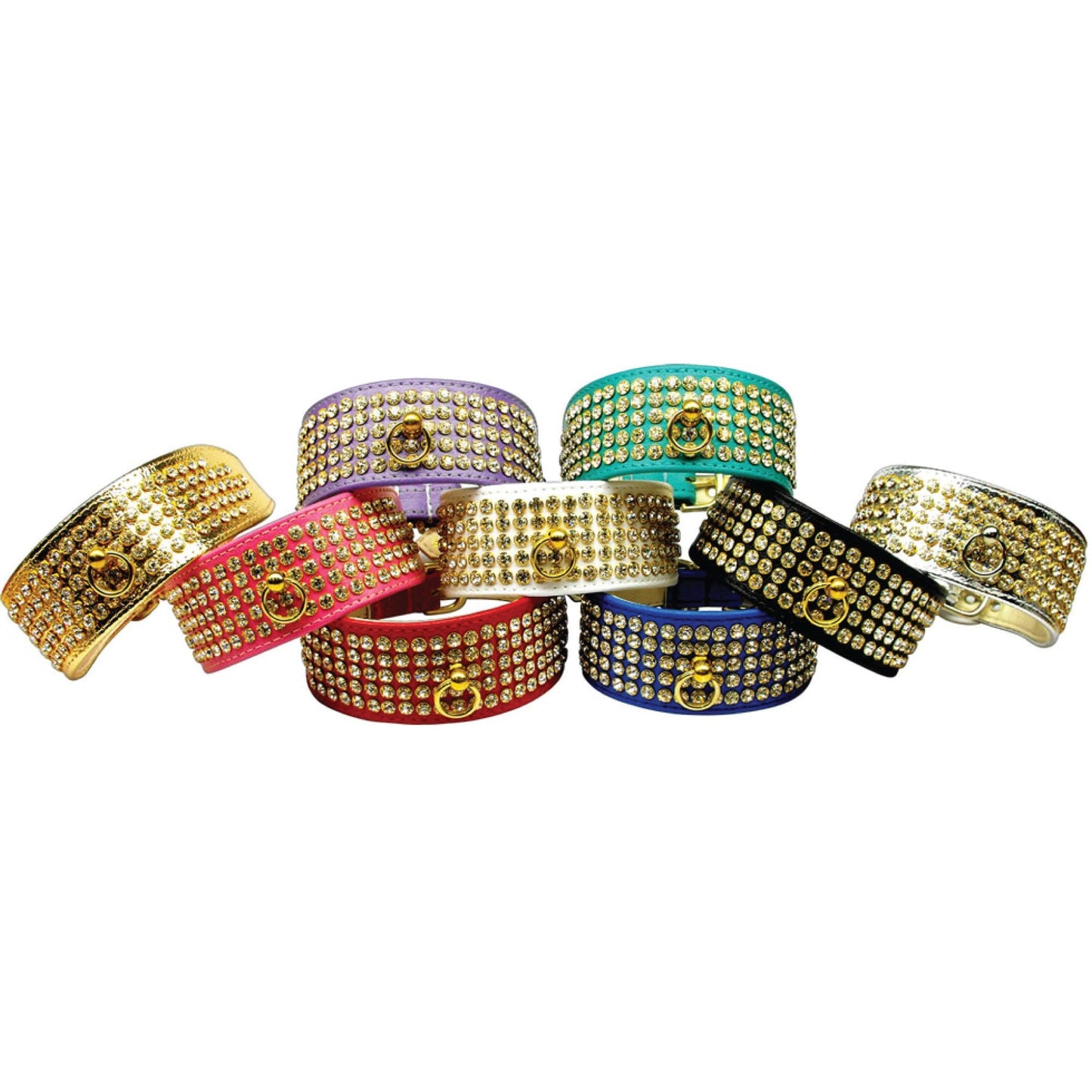Dog, Puppy & Pet Collar, "Five Row Clear Crystal"
