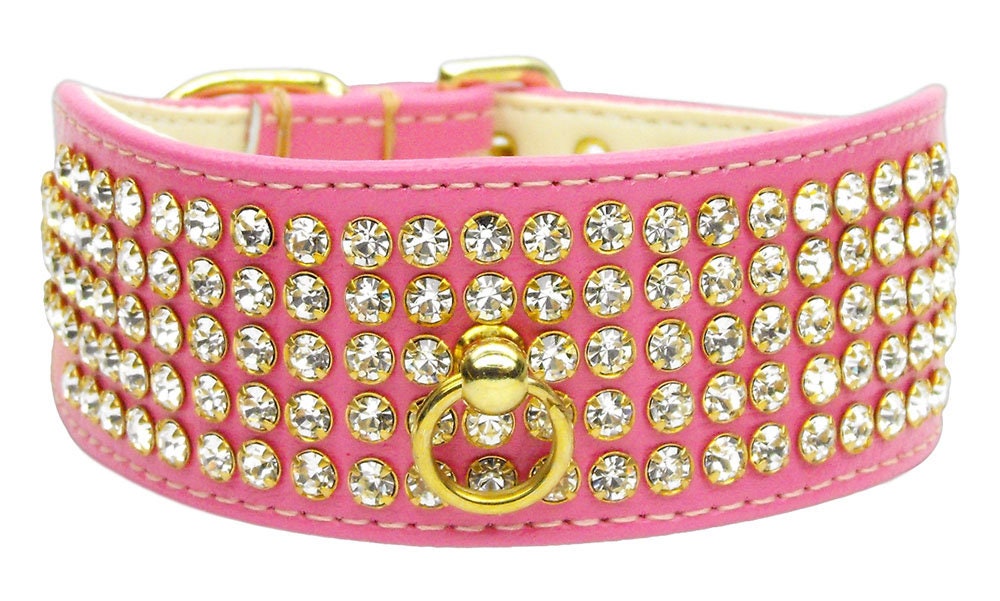 Dog, Puppy & Pet Collar, "Five Row Clear Crystal"