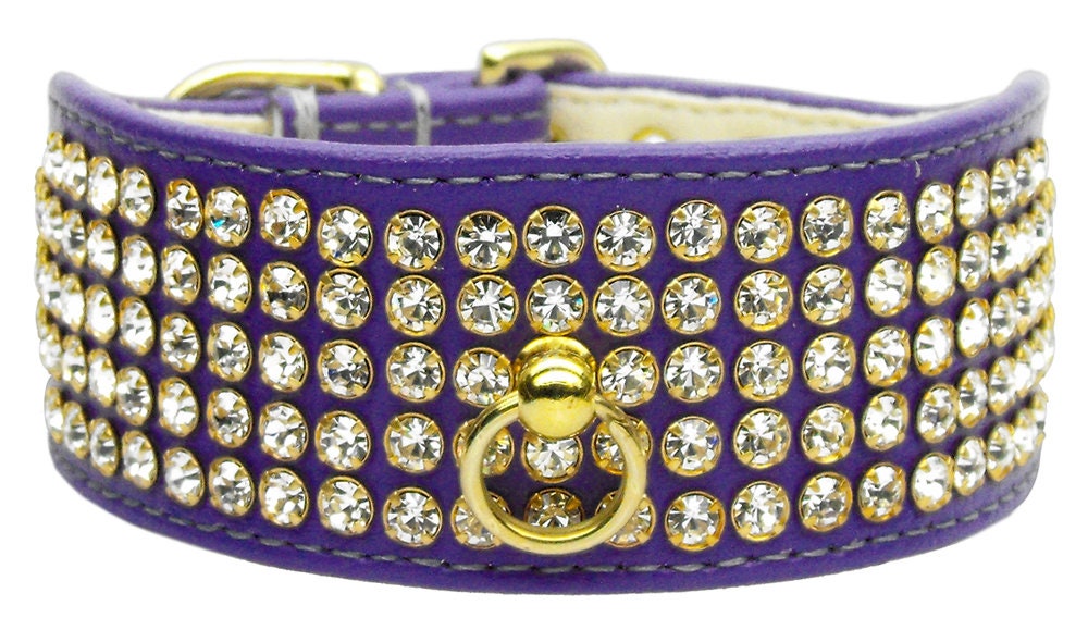 Dog, Puppy & Pet Collar, "Five Row Clear Crystal"