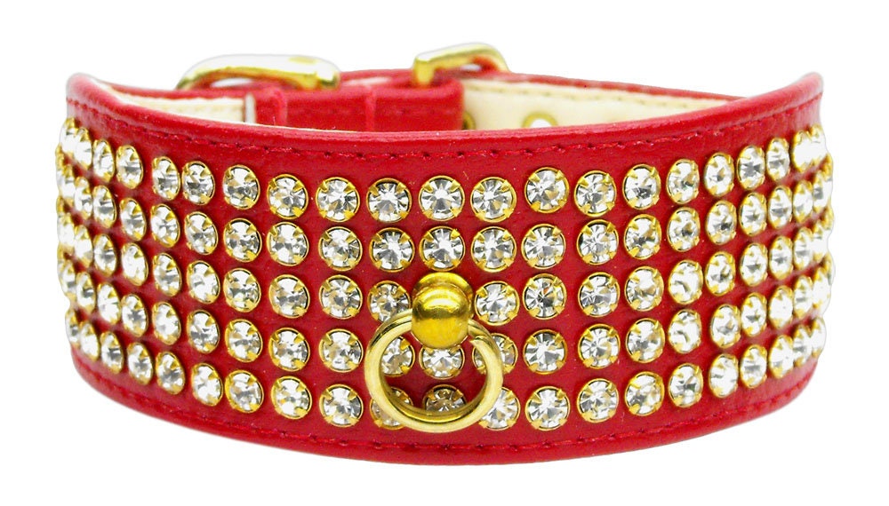 Dog, Puppy & Pet Collar, "Five Row Clear Crystal"