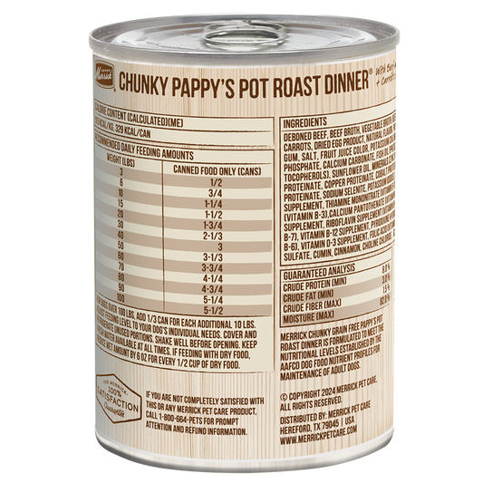 Merrick Chunky Grain Free Pappy's Pot Roast Wet Dog Food (12.7oz)