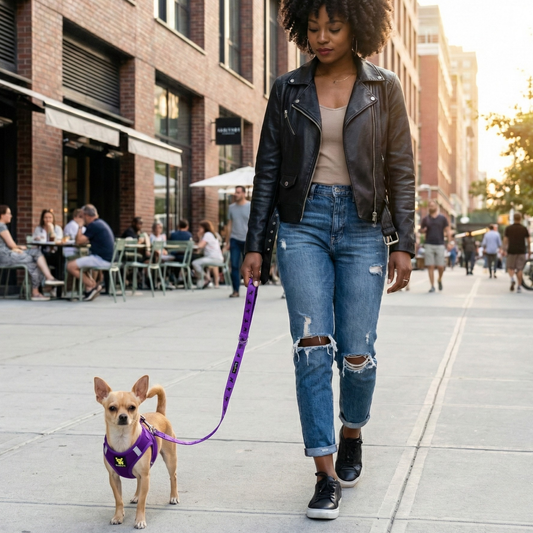 EcoBark Step In Dog Harness - XXXS to Small Breeds- Reflective Soft Mesh Harness for Teacup, Small Dogs and Puppies / Purple