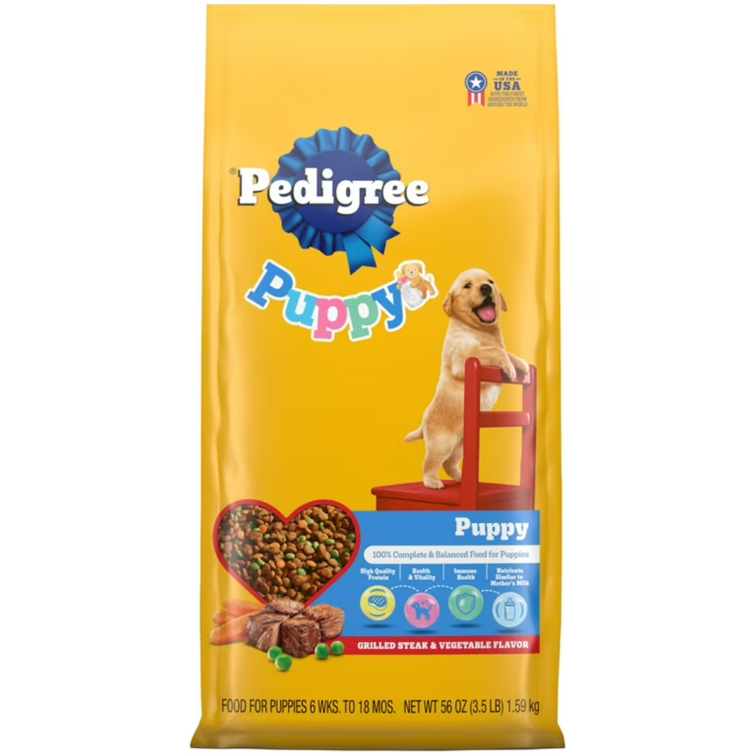 Pedigree Puppy Growth & Protection Steak & Vegetable Dry Dog Food (3.5lbs)