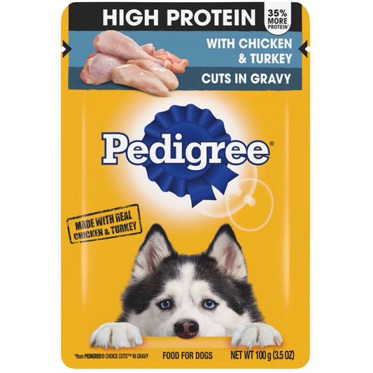 Pedigree High Protein Wet Dog Food With Chicken & Turkey in Gravy (3.5oz)