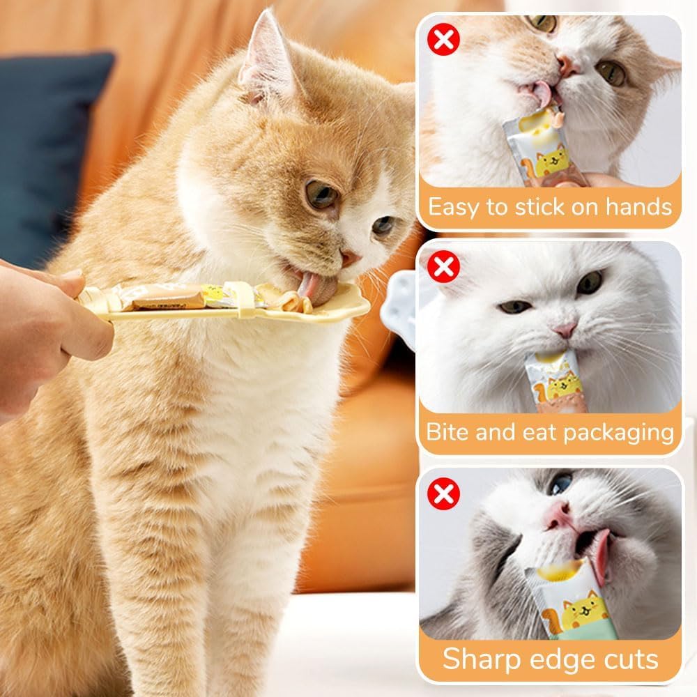 Cat Treat Spoon Squeeze, Cute Churu Spoon, Multifunctional Cats Treat Feeder Spoons, Comfortable Grip For Lickable Treats Feeding Dispenser For Wet Food
