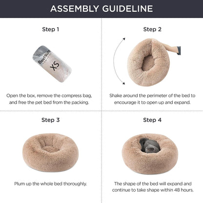 Anti-Slip round Fluffy Plush Faux Fur Pet Bed