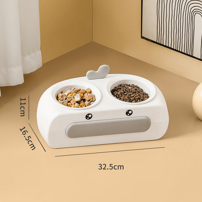 Leak-proof Food Grade Plastic Bowl Mouth Wet-proof Neck Protection Drinking Water Feeding Integrated Cat Bowl