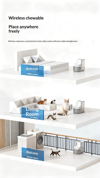 Smart Constant-Temperature 3L Pet Water Fountain With Clean-Water Separation & Tipping Mechanism.