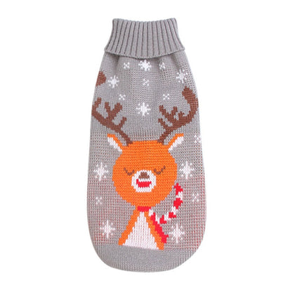 Christmas reindeer maple leaves snowflakes holiday pet clothes high necked knitted sweaters dog and cat clothing jackets