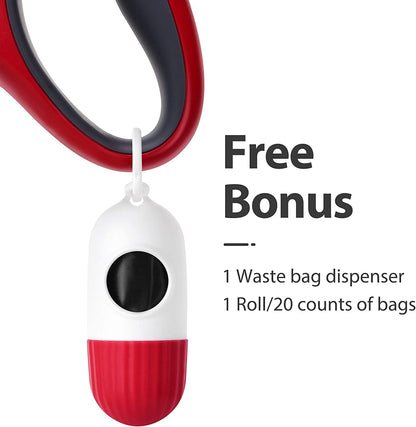 16 ft Retractable Dog Leash with Dispenser and Poop Bags