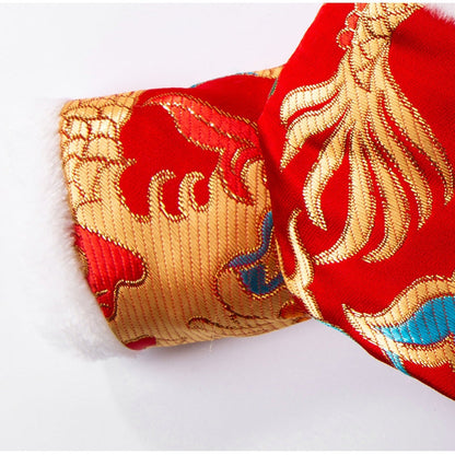 Autumn And Winter Xiangyun Jinlong Dog New Year Four-legged Cotton Coat, Tang Suit, Warm And Thick Pet New Year Dog Clothes