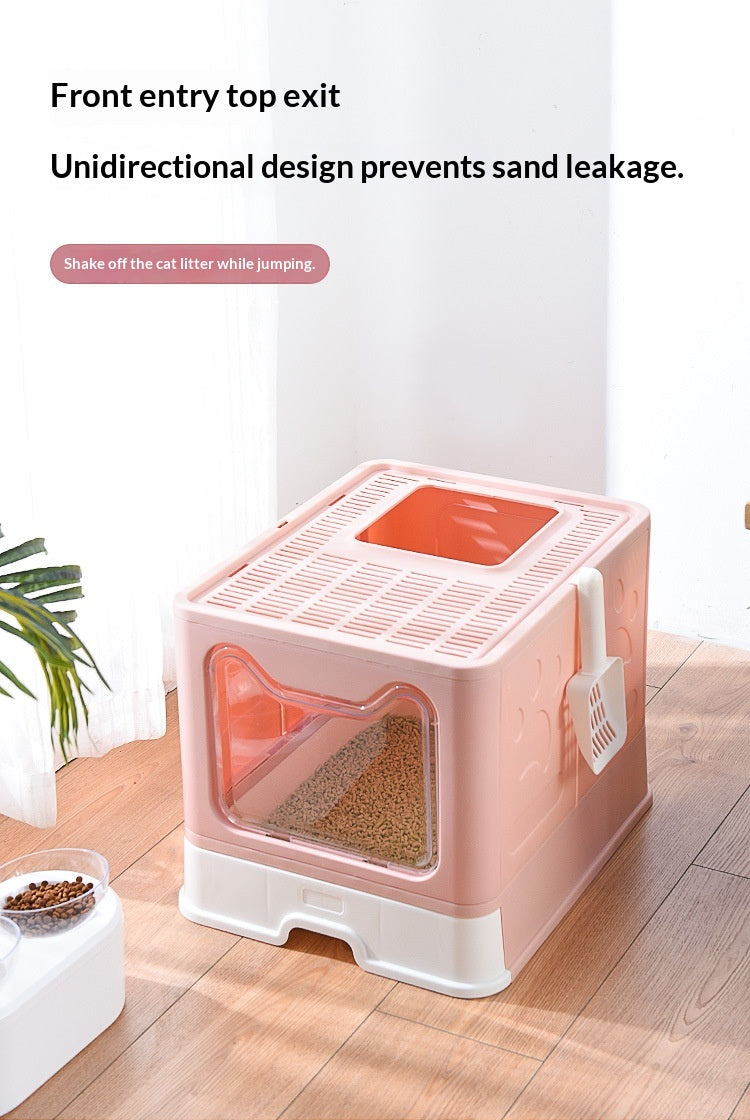 Extra-large Enclosed Drawer-Type Odor-Control Cat Litter Box