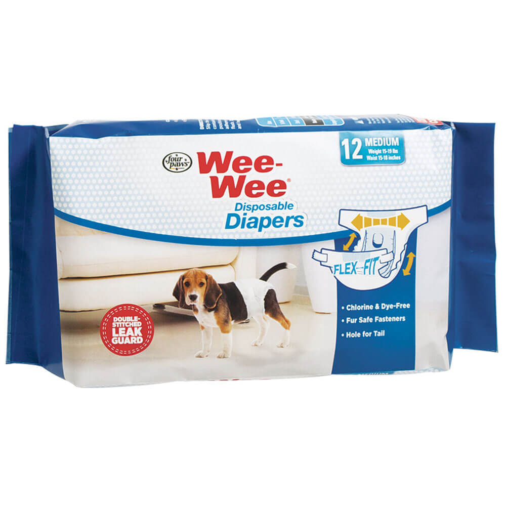 Four Paws Wee-Wee Disposable Diapers 12 pack Extra Small White