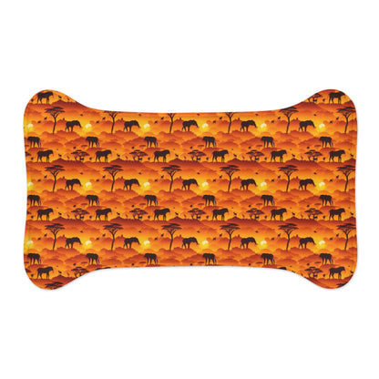 Savanna Sunset Tapestry: Elephants and Acacias in Endless Horizon - Pet Feeding Mat Pet Ze