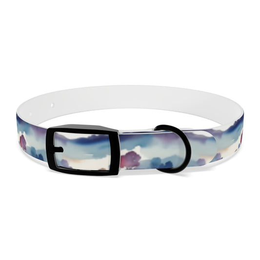 Watercolor Horizon Stripes in Dusk and Seafoam - Pet Collar Pet Zen