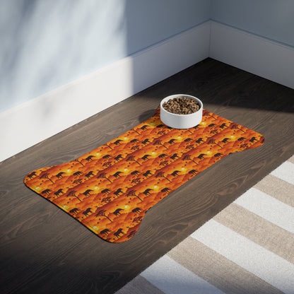 Savanna Sunset Tapestry: Elephants and Acacias in Endless Horizon - Pet Feeding Mat Pet Ze