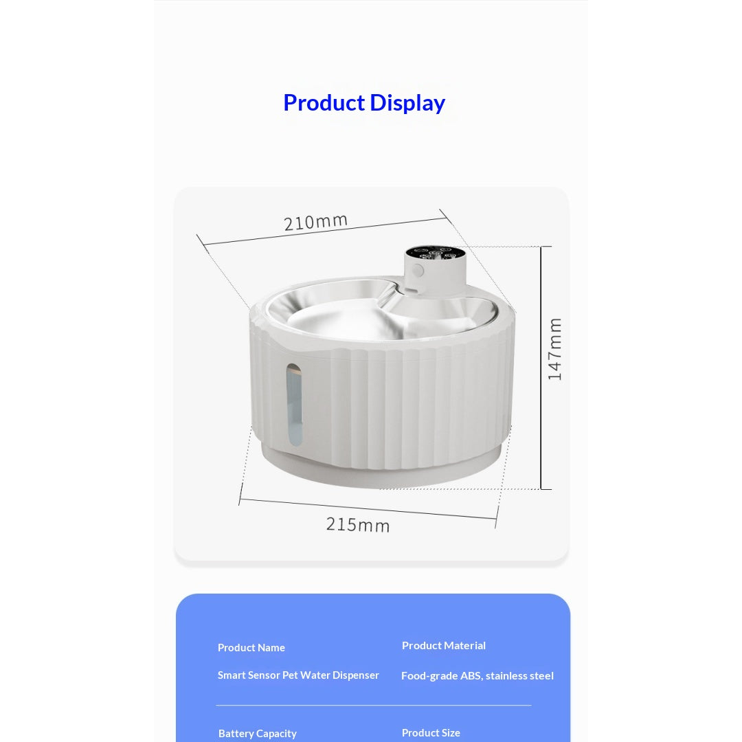 Automatic Circulating Sensor-Activated Stainless Steel Pet Water Fountain