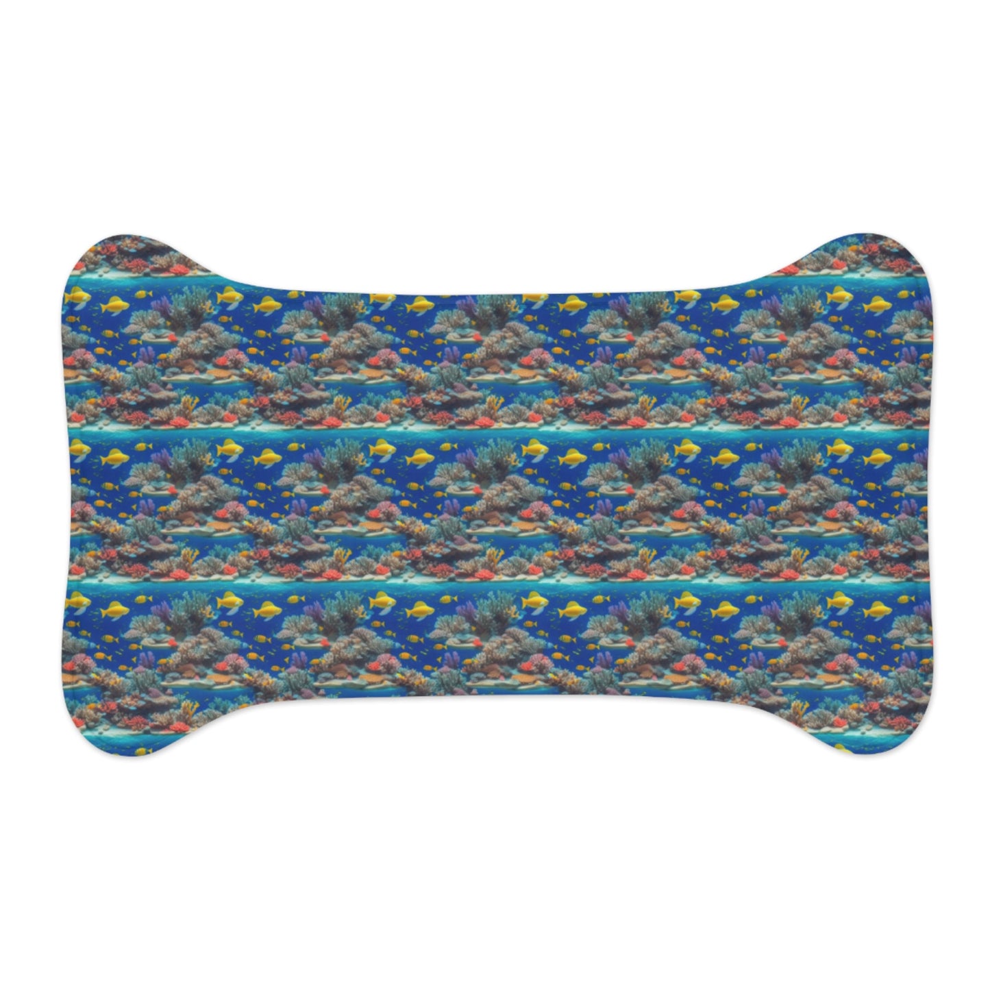 Sunlit Reef Mosaic with Golden Fish Shoals - Pet Feeding Mat Pet Ze