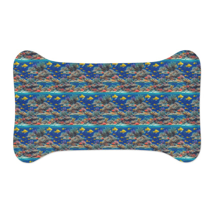Sunlit Reef Mosaic with Golden Fish Shoals - Pet Feeding Mat Pet Ze