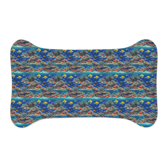 Sunlit Reef Mosaic with Golden Fish Shoals - Pet Feeding Mat Pet Ze