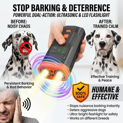 Ultrasonic Dog Bark Deterrent Device, 33FT Effective Range Indoor Outdoor Use, Safe & Humane Rechargeable Bark Control With Child Safety Lock To Effectively Correct Dog Barking Behavior